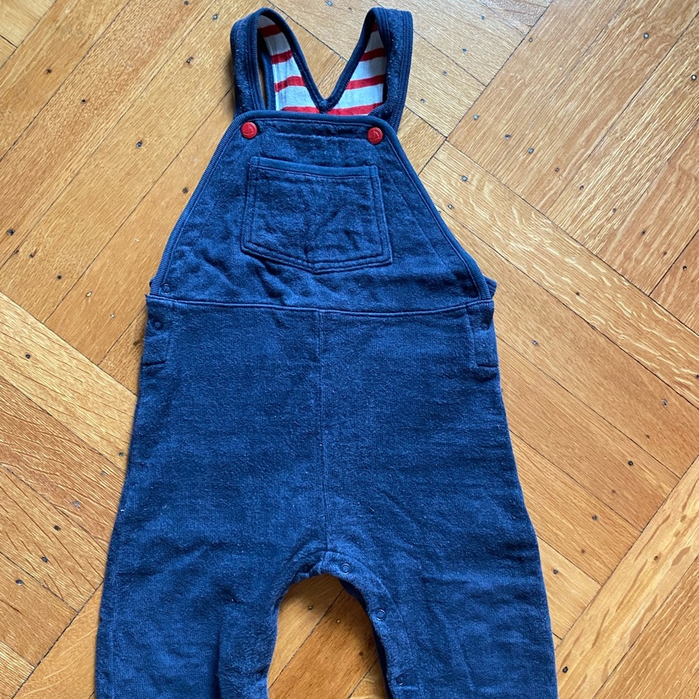 Petit Bateau Overalls - Navy Blue & Red Stripes - 18 months